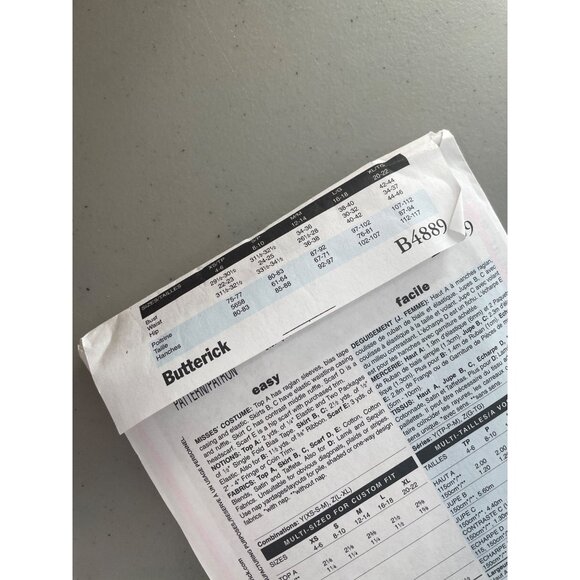 Butterick B4889 Gypsy Costume Sewing Pattern Size XS-S-M Top Skirt Tiered Ruffle - Picture 6 of 7